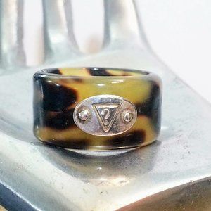 Guess? faux tortoise shell wide ring vintage sz6.5